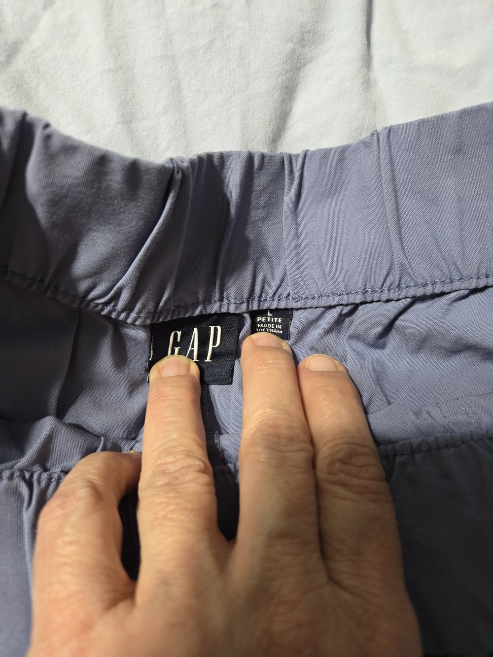 GAP L Petite Elastic Waist Pants - Dusty Blue